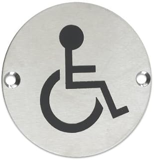 ZSS07SS Disabled Toilet Sign Sex Symbol 76mm Dia Satin Stainless Steel from The Door Handle Store