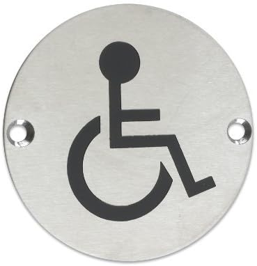 ZSS07SS Disabled Toilet Sign Sex Symbol 76mm Dia Satin Stainless Steel from The Door Handle Store