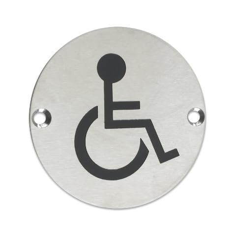ZSS07SS Disabled Toilet Sign Sex Symbol 76mm Dia Satin Stainless Steel from The Door Handle Store Cover