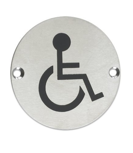 ZSS07SS Disabled Toilet Sign Sex Symbol 76mm Dia Satin Stainless Steel from The Door Handle Store