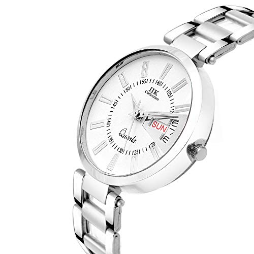 Image of IIK COLLECTION Round Dial Stainless Steel Bracelet Chain Analogue Day & Date Functioning Watch For Women And Girls, Dial Color-Assorted