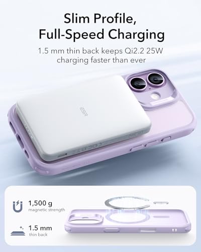 Image of ESR for iPhone 17 Case, Camera Control Cover, Compatible with MagSafe, Shockproof Military-Grade Protection, Magnetic Phone Case for iPhone 17, Classic Hybrid Case, Frosted Light Purple
