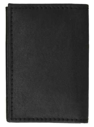 Mens Black Leather Lamb Mini Bifold Wallet #723