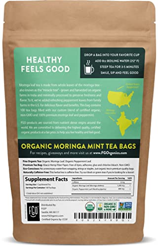 Fgo Organic Moringa Mint Tea, Eco-Conscious Tea Bags, 100 Count #TOP1