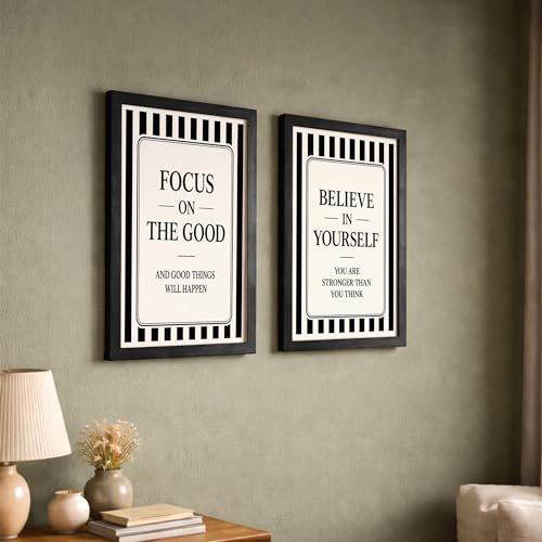 Image of NoWorries Motivational Wall Art Framed Set of 2 | Inspirational Quotes Prints with Frames | Black & White Positive Affirmation Artwork Paintings Decor for Office, Bedroom & Living Room (Art-20, 10x13inch)