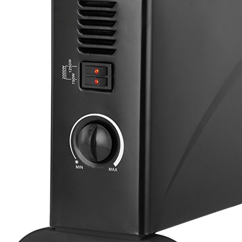 Schallen 2000W Electric Convector Radiator Heater - 3 Heat Settings, Adjustable Thermostat & Overheat Protection in All Black Schallen 2000W Electric Convector Radiator Heater - 3 Heat Settings, Adjustable Thermostat & Overheat Protection in All Black