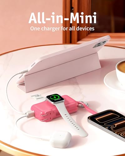Image of RORRY Flow Portable Charger 10000mAh 40W Wall Plug Power Bank Battery Pack | Built-in USB-C Cable, Keychain Design, Fast Charging, for iPhone 17 /16 /15, Apple Watch, iPad, 3-in-1, Travel Essential