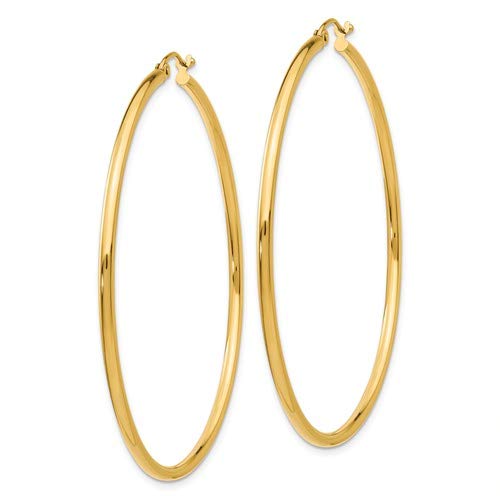 Image of 14K Gold Classic Real Hoop Earrings, (2mm Tube)