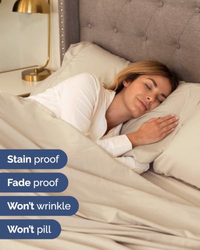 Image of CGK Unlimited Extra Deep Flex Top Split Head King Sheet Set - 6 Piece Breathable and Cooling Sheets - Hotel Luxury Bedding for Women, Men, Kids & Teens - Easy Secure Fit - Extra Deep Pockets - Wheat