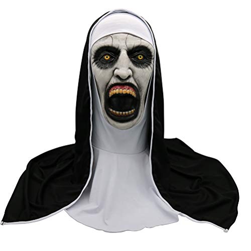 Bruja, Sports Máscara de Látex Aterradora de Monja de Halloween, Máscara de Disfraz de Cabeza Completa Aterradora de Fiesta de Halloween, Máscara de Látex Aterradora de...