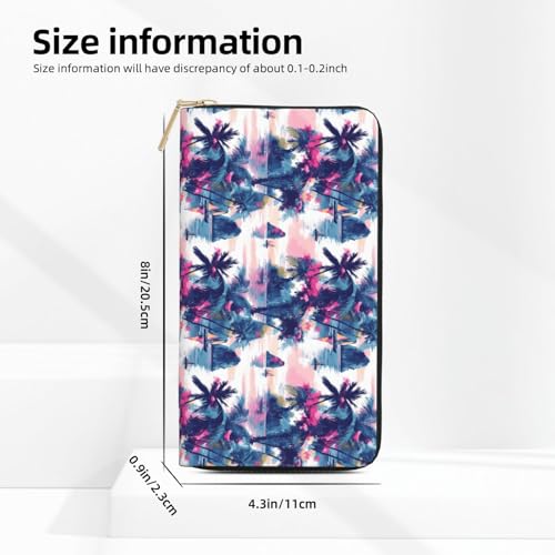 Leather Thin Slim Wallets for Women & Men - Hawaii Landscape Print Card Wallet Holder with Zipper2