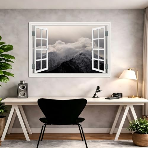Cuadro lienzo efecto ventana al lago para decorar un salón relajante 4