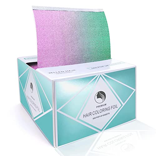 Vellen Hair Embossed Aluminium Hair Foil Sheets, Hair Foils for Highlighting, Non-slip Textured - 500 Sheets - Pink/Green Ombre - 15 Micron