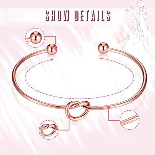 8 Pieces Satin Hair Scrunchies Bridal Shower Scrunchy Hairbands and 8 Pieces Bridesmaid Bracelets with I Can't Tie The Knot Without You Bridesmaid Cards (Pink and White Scrunchies)