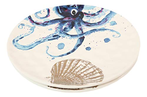 Ebros Nautical Marine Coastal Sea Life Blue And White Kraken Giant Octopus Ceramic Dinnerware For Beach Party Hosting Kitchen And Dining Earthenware Serveware - Image 4