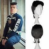 Muzinuo Cosplay Wig Black and Grey Color Anime Synthetic Wigs for Halloween Short Wig with Pontail Heat Resistant Hair