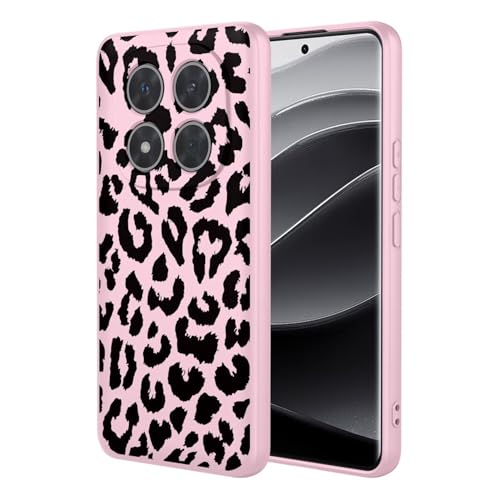 ESONG Leopardato Cover per Xiaomi Redmi Note 14 Pro+ Plus 5G Custodia Sottile Liquido Carina Aesthetic Disegno Print Motivo per Donne Ragazze Morbida Antiurto rosa silicone tpu
