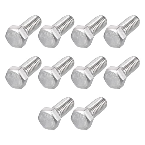 Image of METALLIXITY Hex Head Bolts (7 /16-14 x 1 inch) 10Pcs, 304 Stainless Steel 18-8, Fully Threaded, External Hex Drive, Plain Finish, Hex Head Screw Bolt, Silver