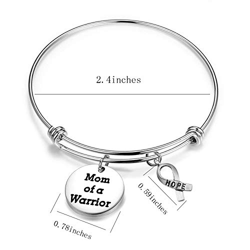 KUIYAI Mom of a Warrior Bracelet Inspirational Cancer Awareness Motivation Gifts2