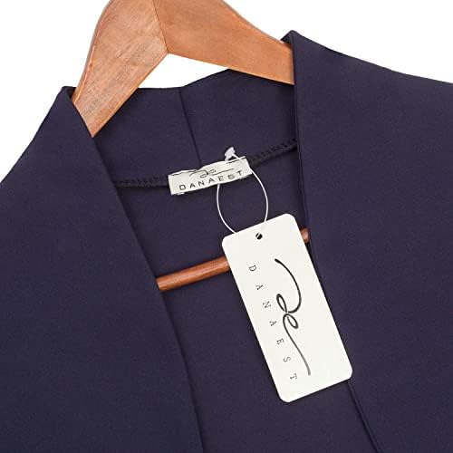 DANAEST Damen Bolero Festlich Strickjacke Elegant Schulterjacke 3/4 Ärmel Kurz Top (708), Grösse:M, Farbe:Blau