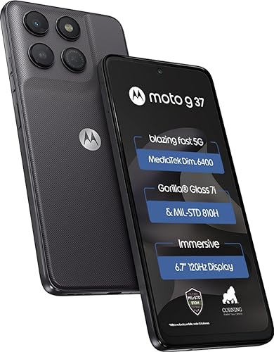 Image of Motorola Moto g37 5G (Pantone Impenetrable, 64GB Storage, 4GB RAM) | 6.67-inch HD+ 120Hz Display | Dimensity 6400 | 50MP Camera | 5200mAh Battery | 20W Charging