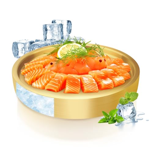 Plateau de service réfrigéré en acier inoxydable de 23,9 cm pour fêtes, bac à glaçons rond doré pour nourriture, buffet, bols, boîtes, plateau,...