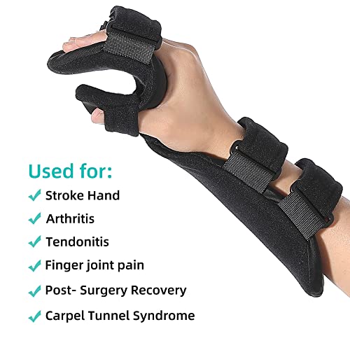 Fanwer Stroke Resting Hand Splint - Night Immobilizer Wrist Finger Brace For Flexion Contractures, Functional 5 Finger Stabilizer Wrap - For Muscle Atrophy Rehab, Arthritis, Tendonitis, Carpal Tunnel Pain (Right) #TOP5