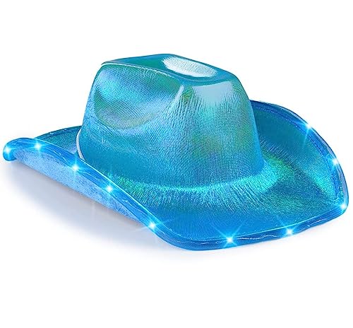 Image of Unisex Cowboy Hat Light Up Flashing LED Brim Fun Light Up Hat For Disco Party Halloween Costume