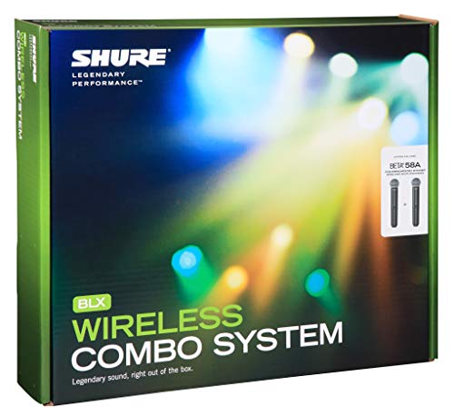 Shure Blx288/B58 Uhf Wireless Microphone System - Perfect For Church, Karaoke, Vocals - 14-Hour Battery Life, 300 Ft Range | Includes (2) Beta 58A Handheld Vocal Mics, Dual Channel Receiver | H11 Band #TOP3
