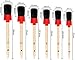 Nurkul 11Pcs Auto Detailing Set, Boar Hair Brushes, Steel Wire & A/C Brushes, Red, Soft Bristles, Wood Handles for Cleaning Interior, Exterior, Leather, 6 Sizes