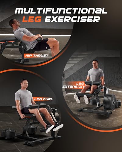 Image of FEIERDUN 4-in-1 Adjustable Leg Extension Curl Machine - 700lbs Capacity Leg Extension Machine for Lower Body Workouts - Adjustable Leg Curl Machine