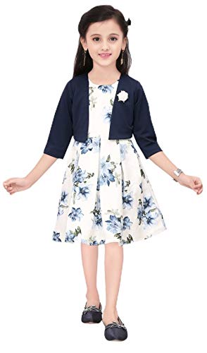 MACWIN Girls Pleaded White Floral Frock 