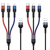 Multi Charger Cable-USAMS Nylon Braided (4FT) USB Charging Cable Adapter with USB Type C/Micro USB connectors for Mobile Phones Tablets and More