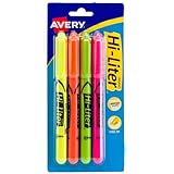 Avery Hi-Liter Pen-Style Highlighters, Smear Safe Ink, Chisel Tip, 4 Assorted Color Highlighters (23545)