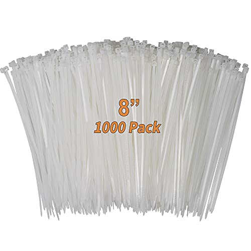 Dekun Cable Zip Ties 8 Inch (1,000 Packs), Durable 40