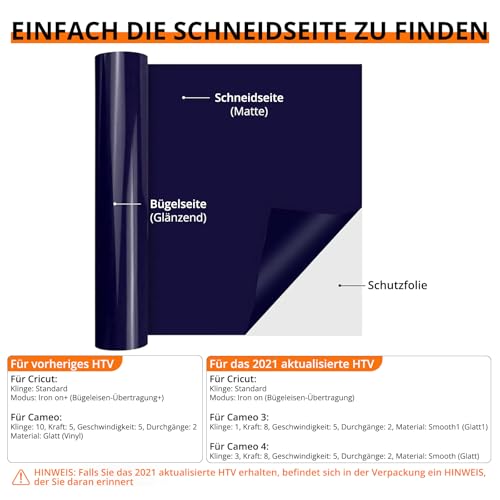 HTVRONT Plotterfolie Textil 30,5 cm x 4,57 m Flexfolie Dunkelblau für T-Shirts (Dunkelblau)