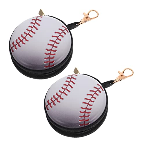 2pcs Cartoon Mini Wallet Coin Purse Small Change Pouch with Tinplate Baseball Pattern for Keys Earphone Storage and Daily Small Item Organizer