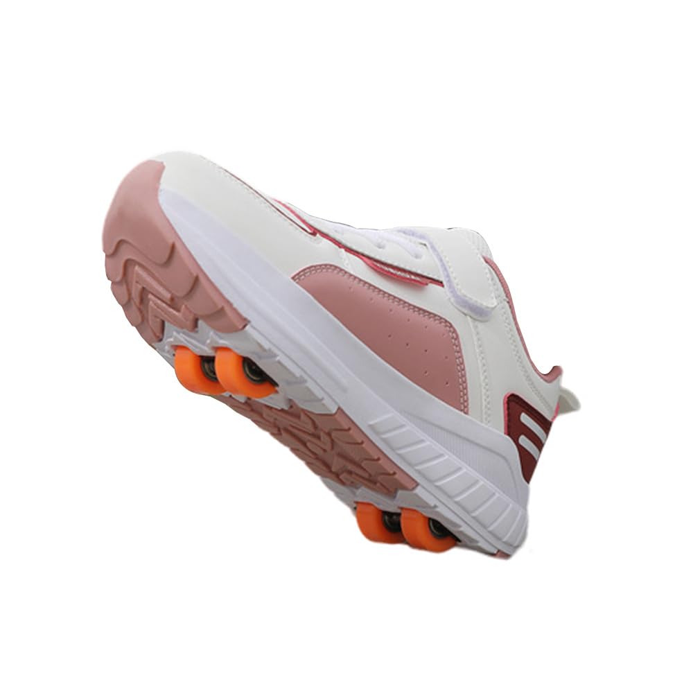 Hixingo Zapatillas con Ruedas Niña Niño, Zapatos con Retirable 4 Ruedas para Niñas 2 en 1 Zapatillas Patines Zapatillas Ruedas Niño, Zapatos Patines Calzado de Skateboarding Multifuncionales