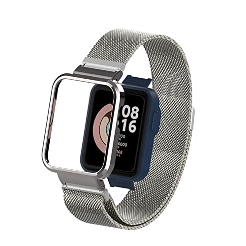 HYKEJI Correia para Xiaomi Mi Watch Lite pulseira magnética de metal com protetor de pulso e metal Bracelet para Xiaomi Mi Watch Lite Band compatível com Xiaomi Mi Watch Lite Band (prata)