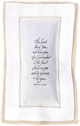 Sachet de Lavande Hemstitched Lavender Sachet Filled with Pure French Lavender White Linen, Backing with Burlap Bible Verse, Read: The Lord Bless You and Keep You Lord Makes His face Shine on You