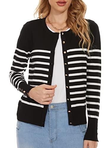 Image of Spicy Sandia Womens Cardigan Sweaters Lightweight Button Up Crewneck Dressy Casual Trendy Spring Sweater Jackets
