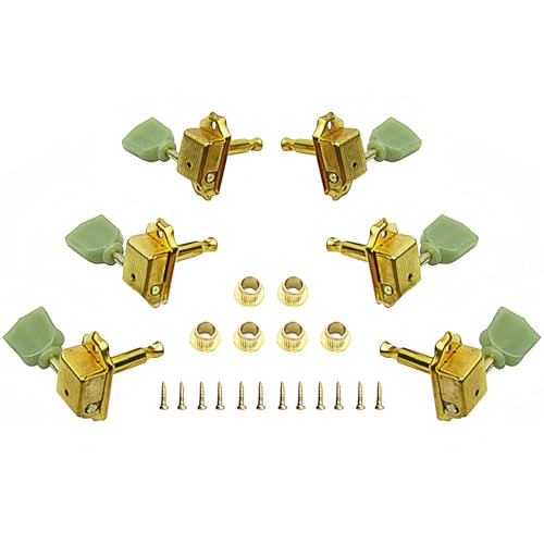 Musiin Electric Guitar Tuner Tuning Pegs Key Head Set Compatible with Les Paul Epiphone Guitar Replacement (Gold 3L+3R)