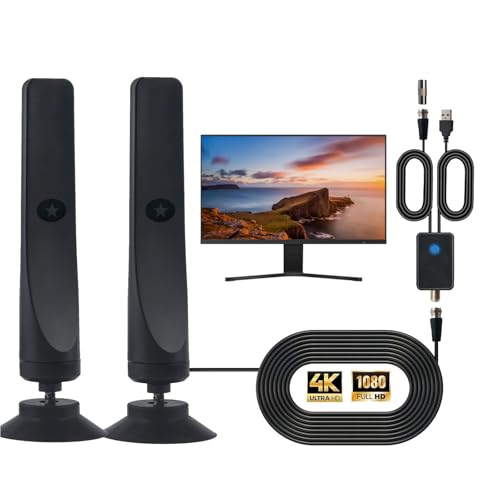 Wavemax TV Antenna 2026 Indoor/Outdoor Antenna for Smart TV Wave Max Pro 4K HD TV Antenna 2026 Digital Antenna/Signal Booster with Crisp HDTV Display and Works for TV RVs Campers (2Pcs)