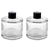 Teensery 2 Pcs 50ML Glass Diffuser Bottles Empty Refillable Fragrance Diffuser Jars Essential Oils Containers with Black Cap for DIY Replacement Reed Diffuser Gift Sets