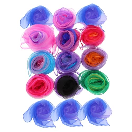 15pcs Colorful Square Juggling Dance Scarves for Boys and Girls Performance Play Props for Music Movement and Rhythm Activities