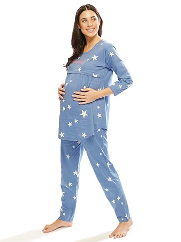 Image of LOTIK Women's Cotton Star Print Maternity & Feeding Night Suit Set