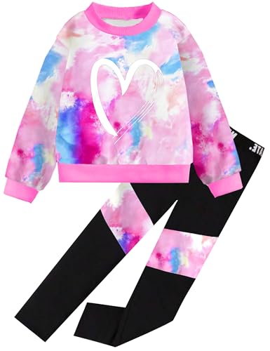 Girls 2 Piece Outfits Kids Clothes Sets Sweatsuit Tracksuit Jogger Print Long Sleeve Sweatshirts Sweatpants 4-13Y