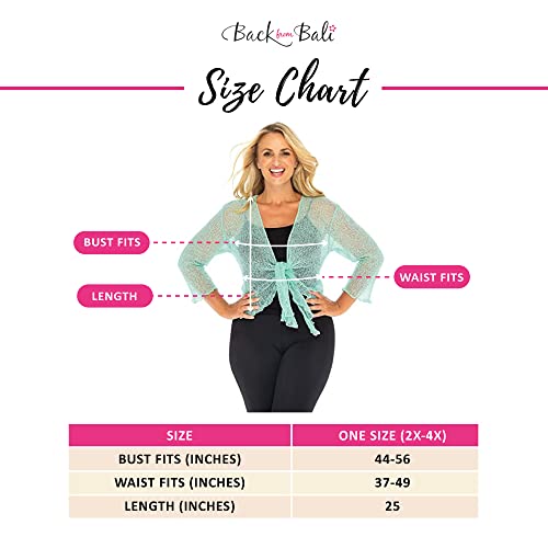 Back From Bali Womens Plus Size Shrug Bolero Sheer Cardigan Arm Cover 2X 3X 4X Lightweight3