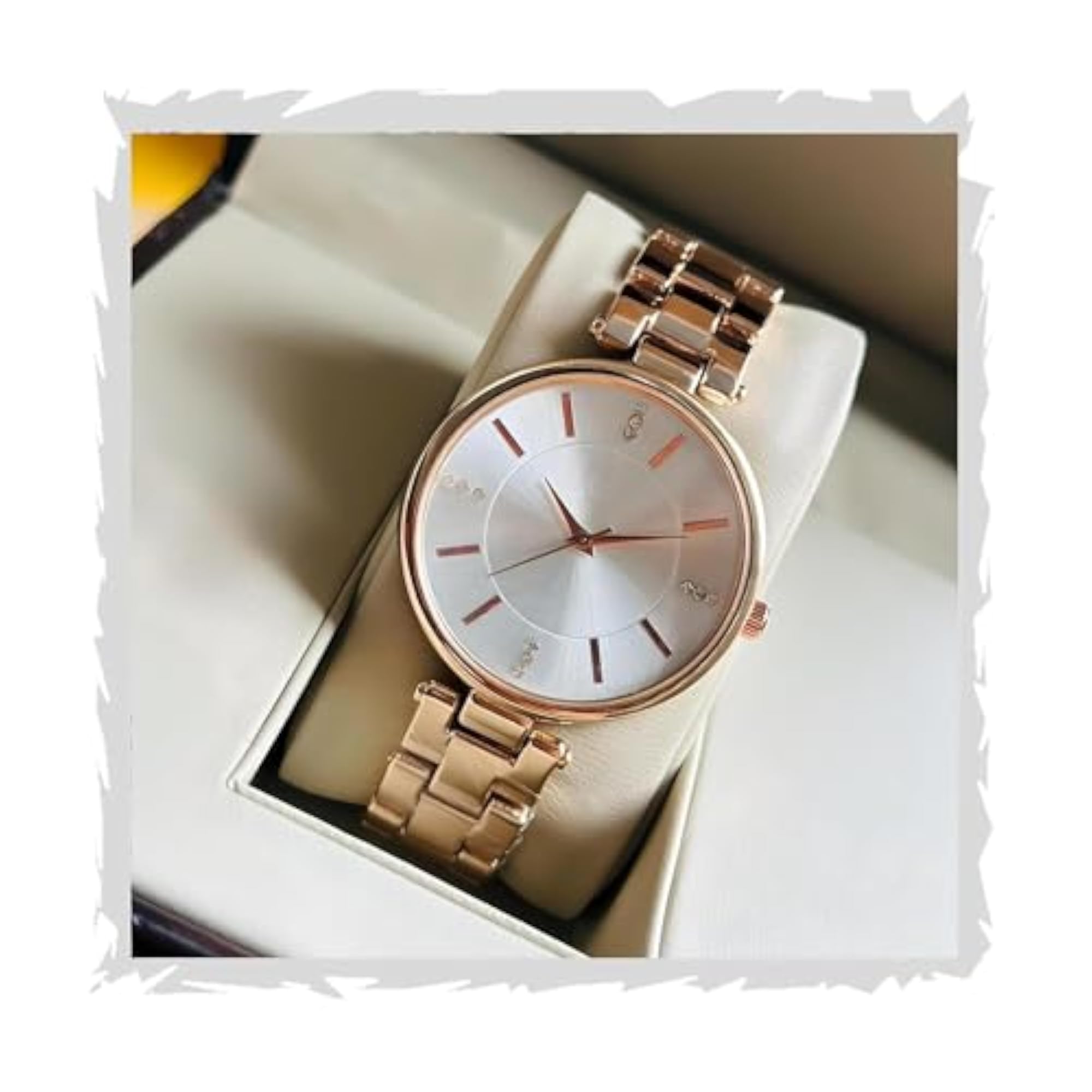 Women's Diamond Studded Dial Analog Watch, Stylish Bracelet Strap