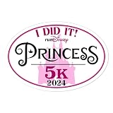 Charmed Running RunDisney Princess Half Marathon Weekend 5K 3.1 Miles with Castle Removable Bumper Sticker Window Decal or Car Magnet with Custom Year Option (Decal)